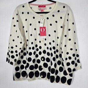 Talbots Oprah Magazine Collection Polka Dot Womens 2XP Petite Cardigan Sweater